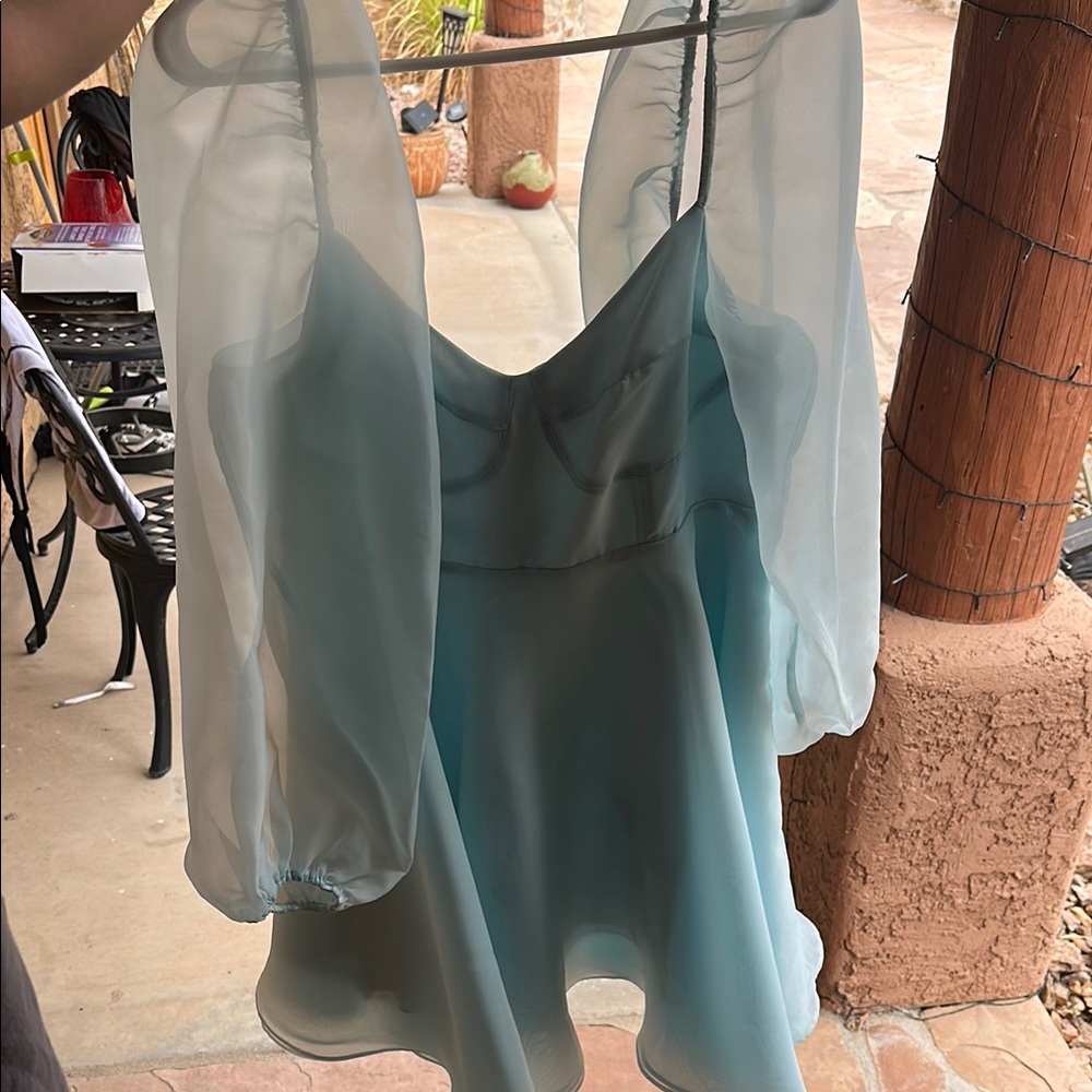 Selkie Long Sleeve Dress in Light Blue